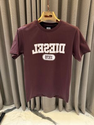 SALE Diese_l Middle Brand Logo Round Neck T-shirt Grape