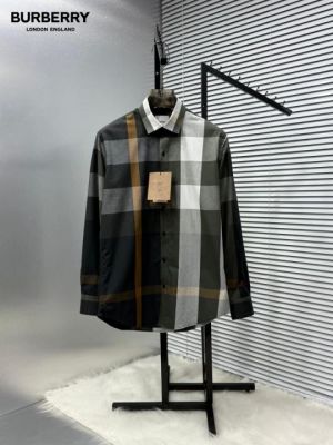 Burberr y Giza Cotton Fabric Checks Shirt With Brand Box And Carry Bag 2571