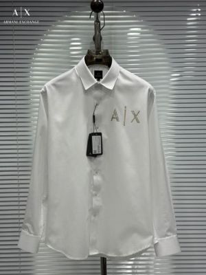 Arman i Exchange White Premium Stone Work Shirt With custom Branded Button Tagging And Brand Packing 2574