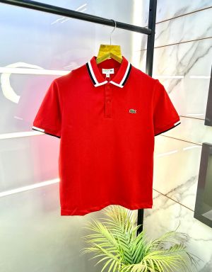 Lacost e Black Polo Premium Collar Neck T-shirt F2663-BL