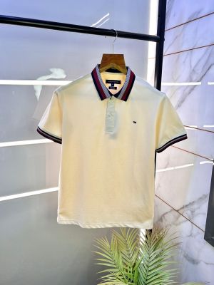 Tommy_Hilfiger Cream Polo Premium Collar Neck T-shirt F2594-CR