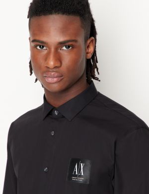 SALE Arman_i Exchange Chest Logo Full Sleeves Shirt Black 
