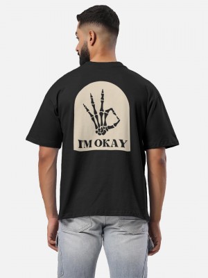 I m Ok Black Oversized Tshirt