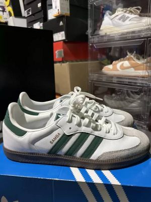 Adida_s Samba Leather WHITE GREEN Women Shoes
