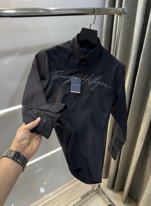 Tommy  Hilfiger Black Embroidery Work Premium Shirt
