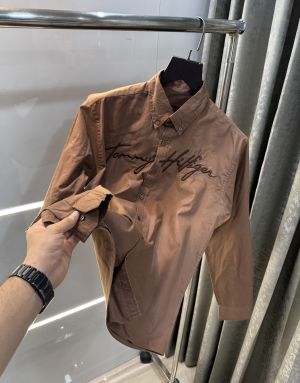 Tommy  Hilfiger Brown Embroidery Work Premium Shirt