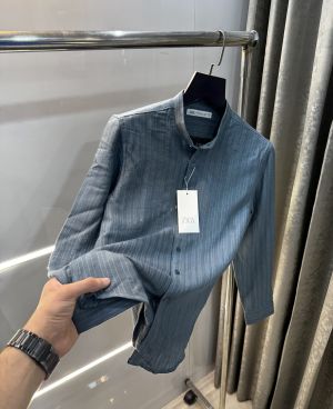Zar a Blue Chinese Collar Premium Knitted Shirt