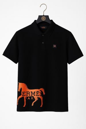 HERMES BLACK PREMIUM HORSE ORANGE POLO