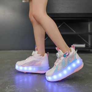 Kids Wheel Skate Sneakers with Rotating Buckle
