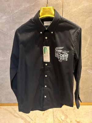 LACOST_E BLACK FRONT PRINTED CROCODILE SHIRT