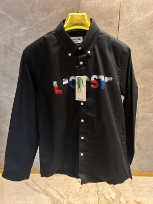 LACOST_E BLACK FRONT PRINTED PREMIUM SHIRT