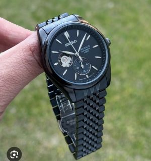 SEIKO 5 AUTO Presage WATCH Black 014 black  jublee stainless steel premium watch open heat back side