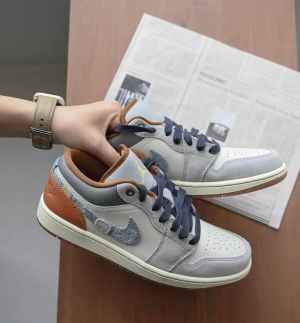 Nik_e Air Jordan 1 Low SE REPAIRED DENIM SWOOSH Men Shoes