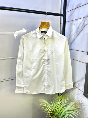 Ralph_Lauren Polo Linen White Embroidery Logo Premium Shirt F2721-WH
