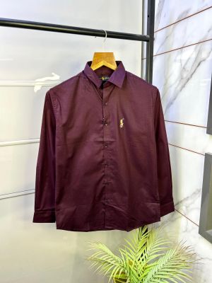 Ralph_Lauren Polo Linen Wine Embroidery Logo Premium Shirt F2721-WI