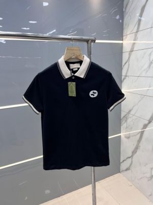 Gucc i Black Premium Polo T shirt With 240 gsm interlock cotton lycra fabric with Collar Design and Embroidery Logo 2626