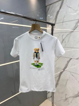 Ralph Laure n White Premium Imported 200 GSM Interlock Lycra Fabric Slim Fit Round Neck Tshirt Teddy Printed Logo 2734