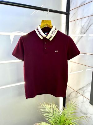 Tommy_Hilfiger Maroon Polo Premium Collar Neck T-shirt F2669-MA