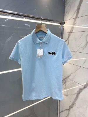Coac h Sky Blue Premium 240 gsm Pique fabric Polo Tshirt with Embroidered Logo 2811