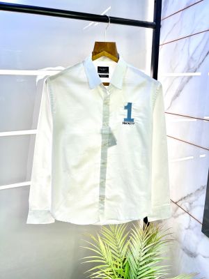 Hacket t White Oxford Lycra Embroidery Logo Premium Shirts F2628-W1