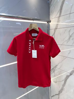 Coac h Red Premium 240 gsm Pique fabric Polo Tshirt with Emboss Logo and Zip Style 2813