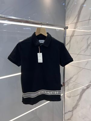 Coac h Black Premium 240 gsm Pique fabric Polo Tshirt with Emboss Logo and Zip Style 2816