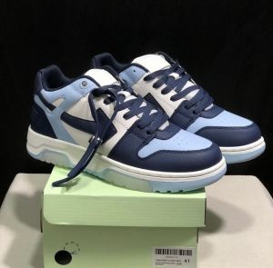 Of f White Out Of Office Vintage Leather Navy Blue Sneakers