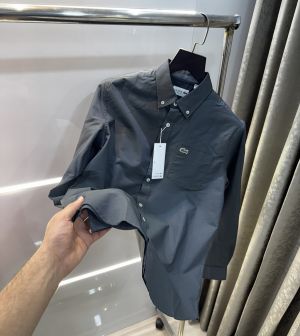 Lacost e Dark Grey Embroidery Logo Premium Shirt