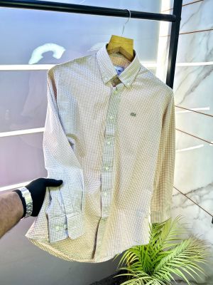 Lacost e Brown Oxford Lycra Premium Checks Shirts F2706-BR