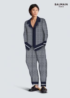 Balmai n Paris Blue 1 Monogram Imported Tracksuit With Brand Box