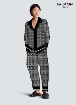 Balmai n Paris Black 3 Monogram Imported Tracksuit With Brand Box