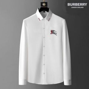 Burberr y White Premium Imported Embroidered Logo Shirt with custom Branded Button Tagging And Brand Packing 2865