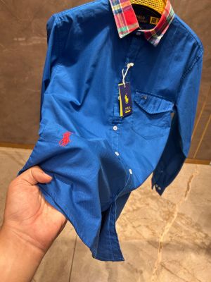 RALPH LAURE_N POLO ROYAL BLUE PREMIUM COLLAR WORK SHIRT