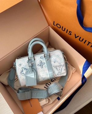 Louis_Vuitton_LV M22527 Keepall Bandouliere 25 Monogram Travel Speedy With OG Box & Dust Bag (Blue - 648)