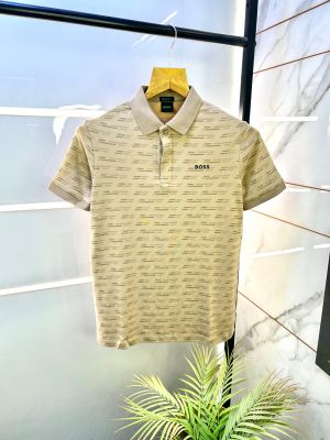 Hugo_Boss Beige Premium Collar Neck Polo T-shirt F2888-BE