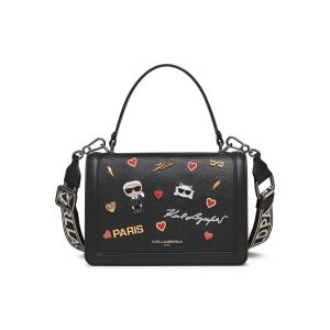KARL LAGERFIELD BLACK LEATHER PREMIUM HAND BAG WITH OG BOX