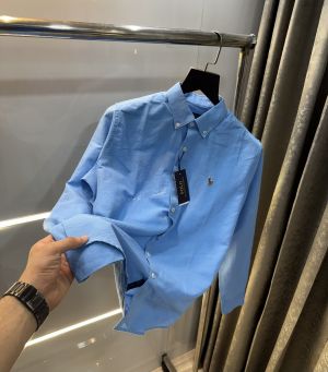 Ralph  Lauren Cotton Linen Blue Premium Shirt
