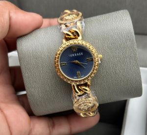Versace Medusa Stud Icon Gold Blue Dial