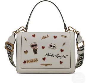 KARL LAGERFIELD WHITE LEATHER PREMIUM HAND BAG WITH OG BOX