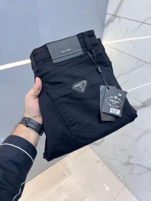 Prad a Jet Black premium imported boot cut denim with back pocket Metal logo 2666