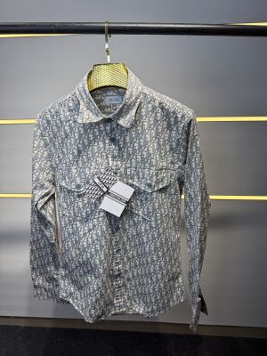 SALE CHRISTIAN DIO_R  SKY BLUE PREMIUM PRINTED FABRIC SHIRT IMPORTED