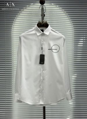 Arman i Exchange White Premium Emboss Logo Giza Cotton Fabric Shirt With custom Branded Button Tagging And Brand Packing 2907