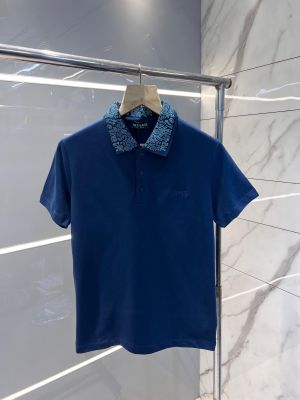 Versace Inkblue Premium Cotton Lycra Pique fabric Polo Tshirt with Collar Design and Embroidered Logo 2887