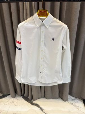 SALE TOMMY HILFIGE_R WHITE EMBORSSED LOGO PREMIUM SHIRT