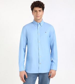 SALE TOMMY HILFIGE_R BLUE EMBORSSED LOGO PREMIUM SHIRT