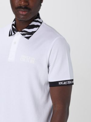Versace White Premium Cotton Lycra Pique fabric Polo Tshirt with Collar Design and Embroidered Logo 2889