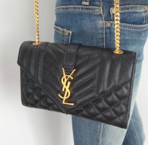 YSL clutch_cum_chain_sling_bag_with_box(668-black-gold)