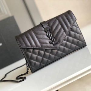 YSL clutch_cum_chain_sling_bag_with_box(668-full black)