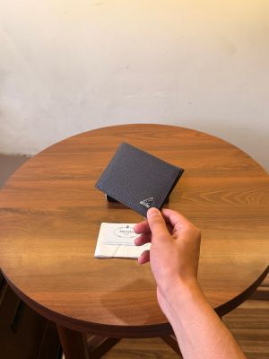 PRADA_PREMIUM_LEATHER_WALLET_WITH_OGBOX_CARDS_DUSTBAG_TAGS_ETC_F215(BROWN)
