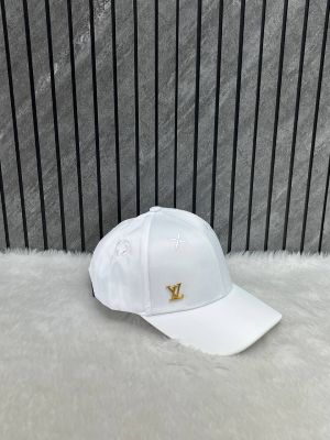 Louis_Vuitton_Nylon_White_Small_Side_Logo_Flower_Top_Premium_Unisex_Cap_With_Safety_Box